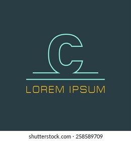 Outline letter C for logo design your company. Vector illustrations.