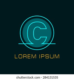 Outline letter C for logo design your company. Vector illustrations.