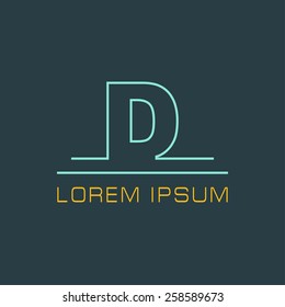 Outline letter D for logo design your company. Vector illustrations.