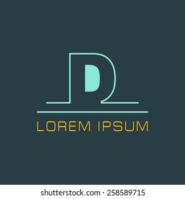 Outline letter D for logo design your company. Vector illustrations.