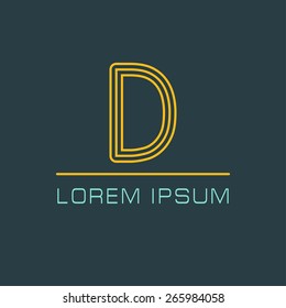 Outline letter D for logo design your company. Vector illustrations.