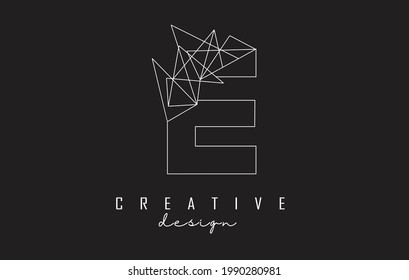 Diseño del logotipo de la letra de contorno E con detalles de piedra rota. Ilustración vectorial con efecto geométrico y letra E creativa. 