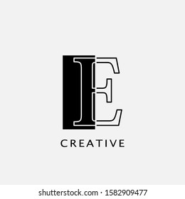 Outline Letter E Rectangular Polygon Geometric letter logo. Monogram color outline letter logo with Rectangle polygon geometric vector design concept.