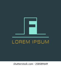 Outline letter F for logo design your company. Vector illustrations.