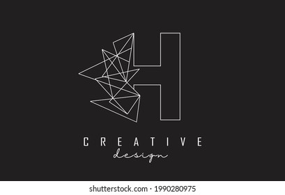 Diseño del logotipo de la letra de contorno H con detalles de piedra rota. Ilustración vectorial con efecto geométrico y letra H creativa. 