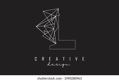 Diseño del logotipo de la letra de esquema L con detalles de piedra rota. Ilustración vectorial con efecto geométrico y letra L creativa. 