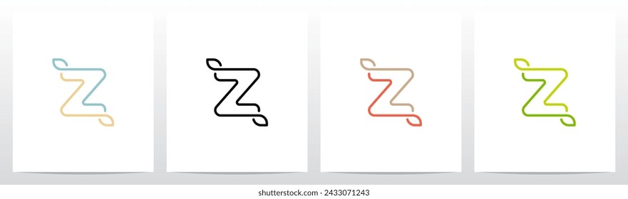 Outline Letter With Leaf Initial Logo Design Z