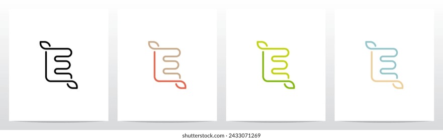 Outline Letter With Leaf Initial Logo Design E