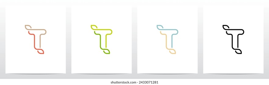 Outline Letter With Leaf Initial Logo Design T