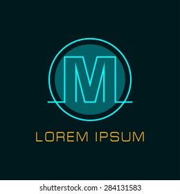 Outline letter M for logo design your company. Vector illustrations