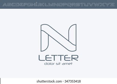 Outline Letter N Logo, alphabet logo design.