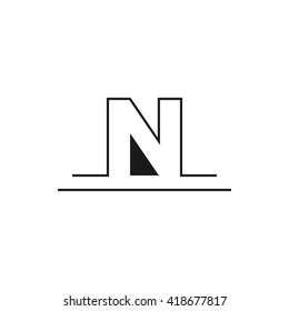 Outline letter N for logo design your company. Vector illustrations.