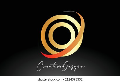 Outline Letter O Logo Design in Black and Golden. O Icon Vector Idea Vector Illustration.