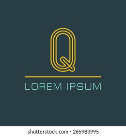 Outline letter Q for logo design your company. Vector illustrations.
