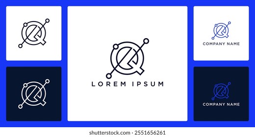 Outline letter Q technology logo and icon