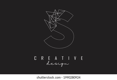 Outline Letter S logo design with broken stone detail. Vector Illustration with geometrical effect and creative S letter. 