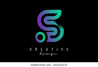 Outline letter S logo with a minimalist and gradient design. Vector Illustration with geometric design. Creative icon with letter.