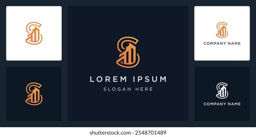 Letra da estrutura de tópicos S logotipo residencial e ícone editável