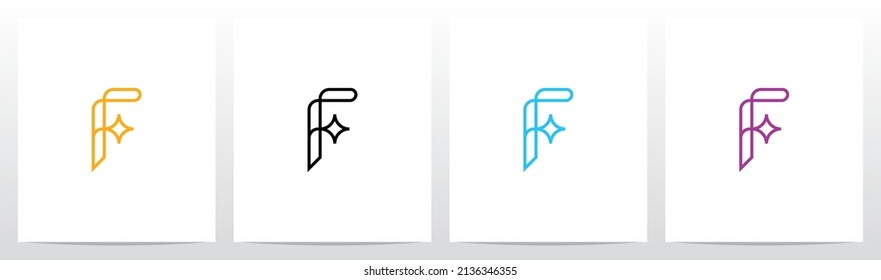 Outline Letter With Sparkling Star Logo Design F