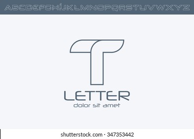 Outline Letter T Logo, alphabet logo design.