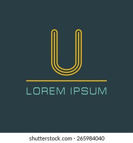 Outline letter U for logo design your company. Vector illustrations.