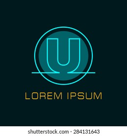 Outline letter U for logo design your company. Vector illustrations.