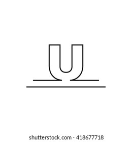 Outline letter U for logo design your company. Vector illustrations.