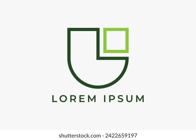 Logo de la letra de esquema U. Carácter en minúsculas y mayúsculas. Icono de letras aislado en fondo blanco. Signo tipográfico. Diseño moderno, web, tecnología, gráfico de ilustraciones de estilo corporativo. Alfabeto inicial.