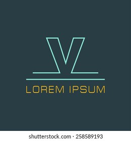 Outline letter V for logo design your company. Vector illustrations.
