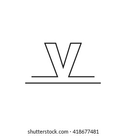 Outline letter V for logo design your company. Vector illustrations.