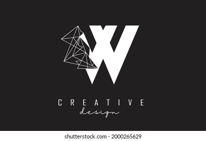 Diseño del logo de la letra W con piedra rota, detalle de vidrio. Ilustración vectorial con efecto geométrico y letra W creativa. 