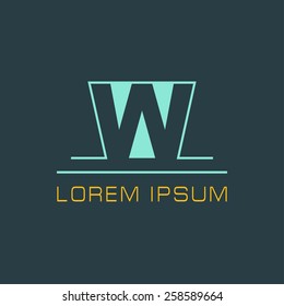 Outline letter W for logo design your company. Vector illustrations.