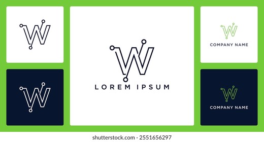 Outline letter W technology logo and icon