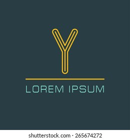 Outline letter Y for logo design your company. Vector illustrations.