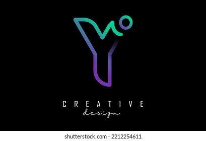 Outline letter Y logo with a minimalist and gradient design. Vector Illustration with geometric design. Creative icon with letter.