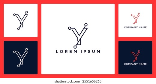 Outline letter Y technology logo and icon