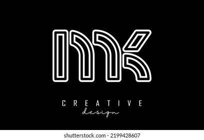 Outline letters Mk m k logo with a minimalist design. Letters with elegant, simple and two letters design. Creative Vector Illustration with letters.