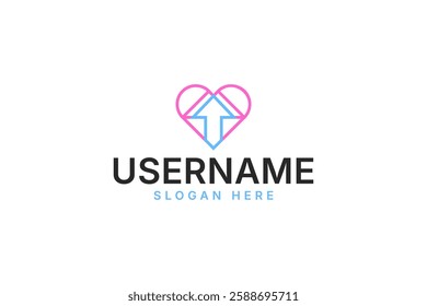 outline level up love symbol logo business vector design template. modern speed up love icon logo design vector idea isolated on white background