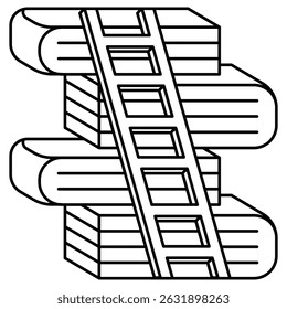 Icono de Biblioteca de esquema, estantería y concepto de conocimiento