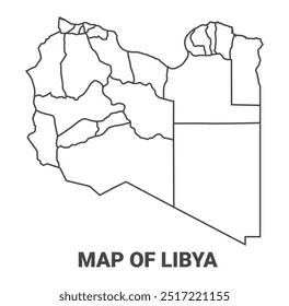 Mapa de delinear Libia con fronteras de Ilustración vectorial regional