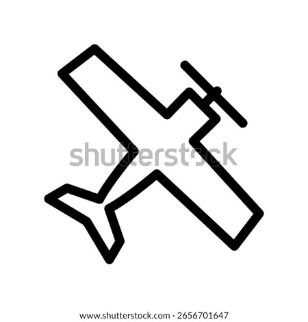 An outline of a light aircraft with a propeller, seen from above