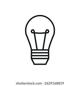 Símbolo de la bombilla de contorno. Diseño de Vector de ilustración plana. Innovación, concepto, inspiración, pensamiento creativo, noción y pensamiento.
