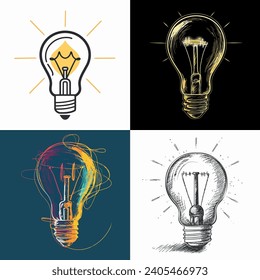 Outline of a lightbulb with creatively drawn filament inside representing a lighting store