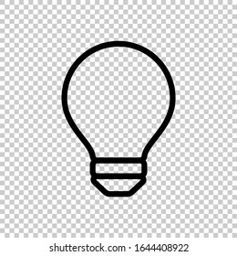 outline lightbulb icon flat vector on transparent background