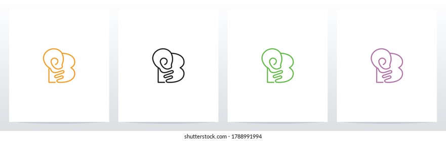 Outline Of Lightbulb On Letter Logo Design B