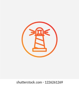 Outline lighthouse icon,gradient illustration,vector sea sign symbol