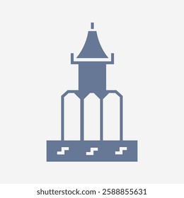 Outline lighthouse. Sea landscape. Element of map.