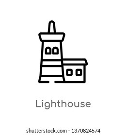 outline lighthouse vector icon. isolated black simple line element illustration from buildings concept. editable vector stroke lighthouse icon on white background