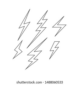 outline Lightning bolt Flash vector icon. Bolt of lightning vector design image