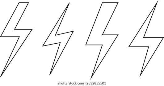 outline lightning bolt vector symbol design.